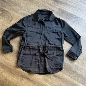 Sanctuary Black Drawstring Button-Down Shirt